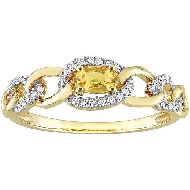 Stella Grace 10k Gold Citrine & 1/8 Carat T.W. Diamond Oval Link Ring, Womens Product Image