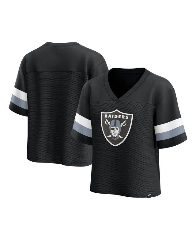 Womens Fanatics Black Las Vegas Raiders Established Jersey Cropped V-Neck T-shirt Product Image