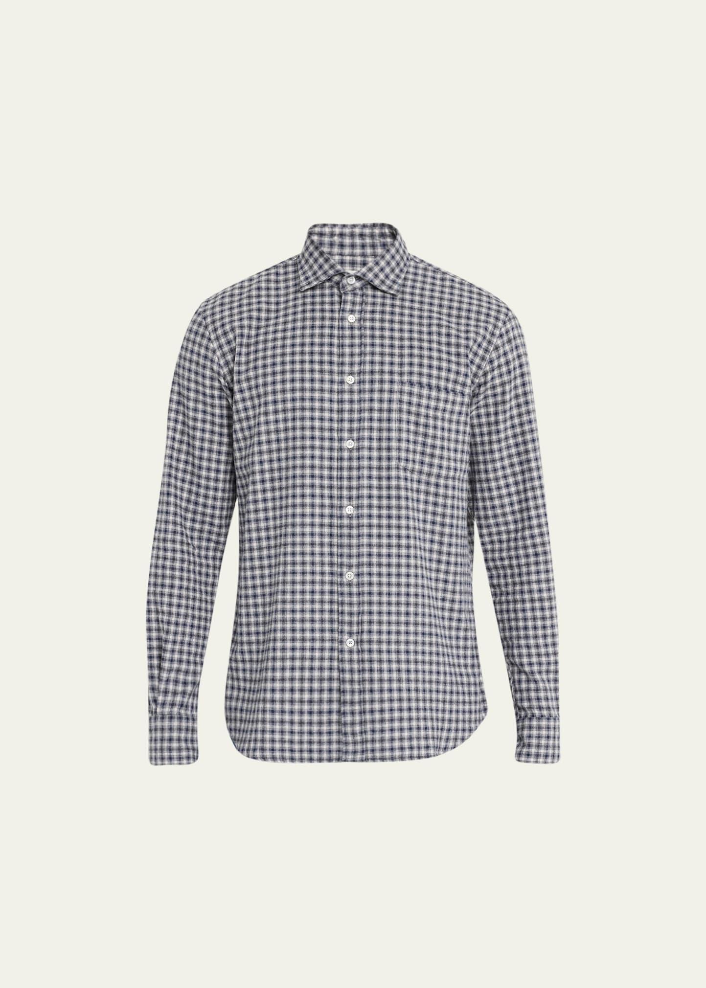 Mens Micro-Check Flannel Shirt Product Image