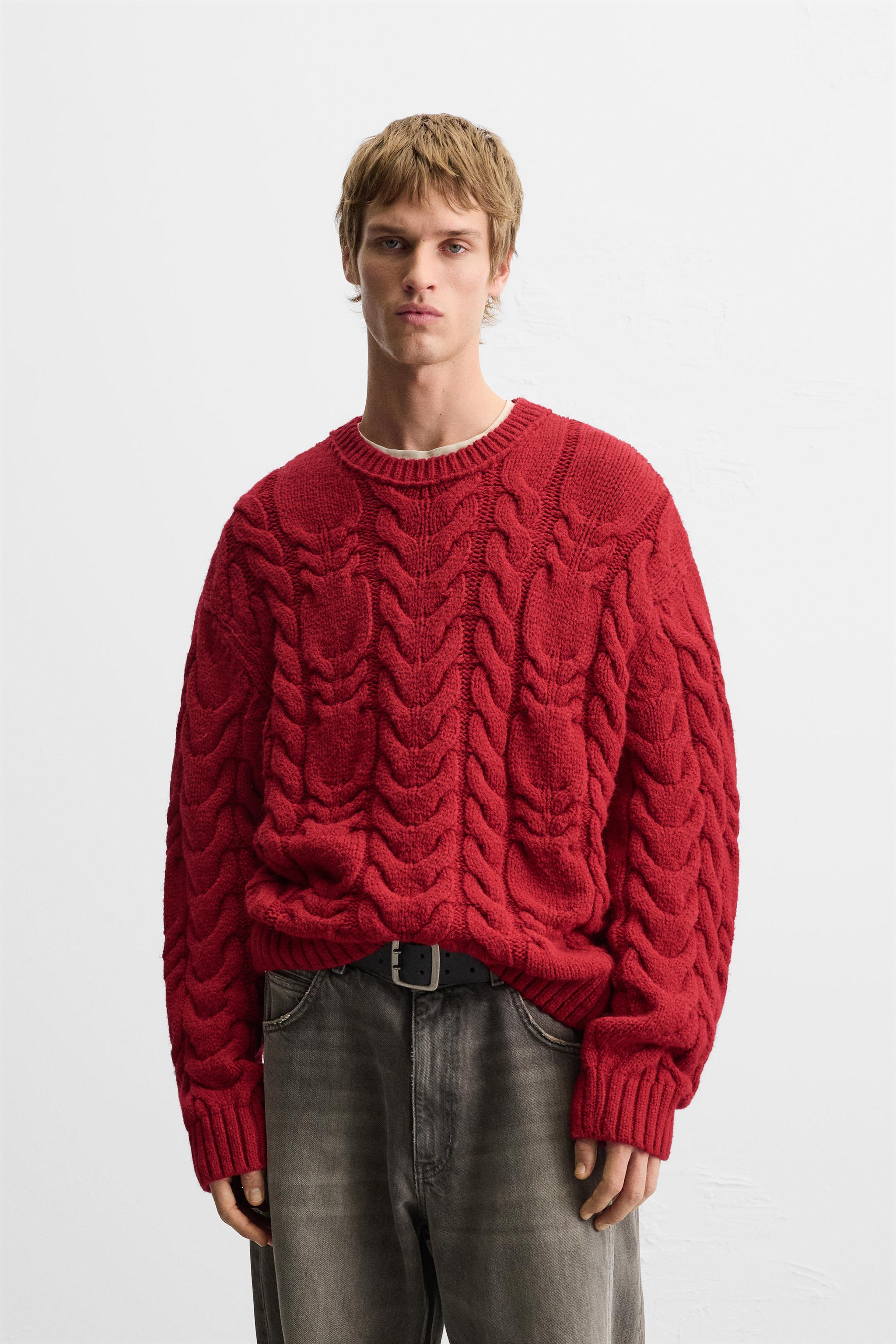 TEXTURED CABLE KNIT SWEATER Product Image