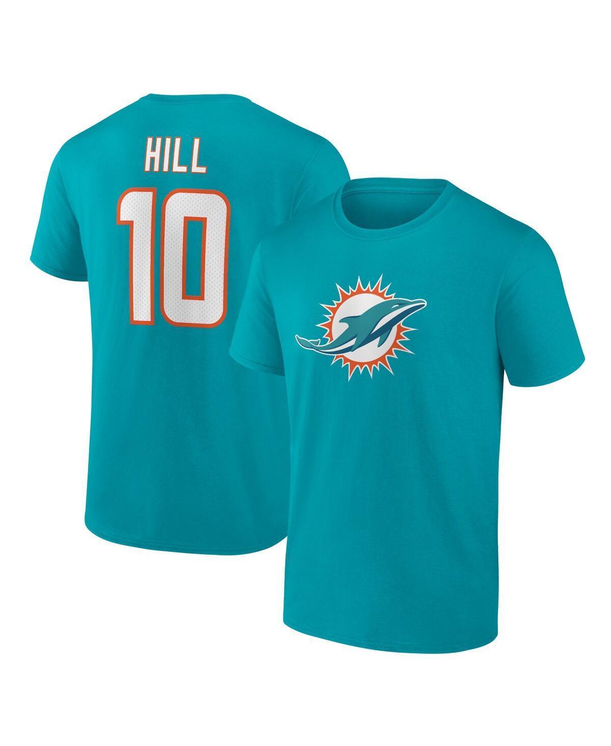 Mens Fanatics Tyreek Hill Aqua Miami Dolphins Player Icon Name and Number T-shirt Product Image