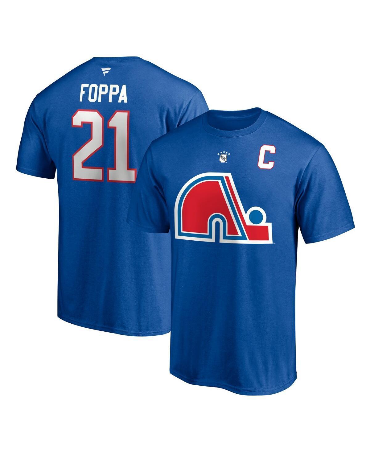 Mens Fanatics Peter Forsberg Blue Quebec Nordiques Authentic Stack Retired Player Nickname and Number T-shirt Product Image