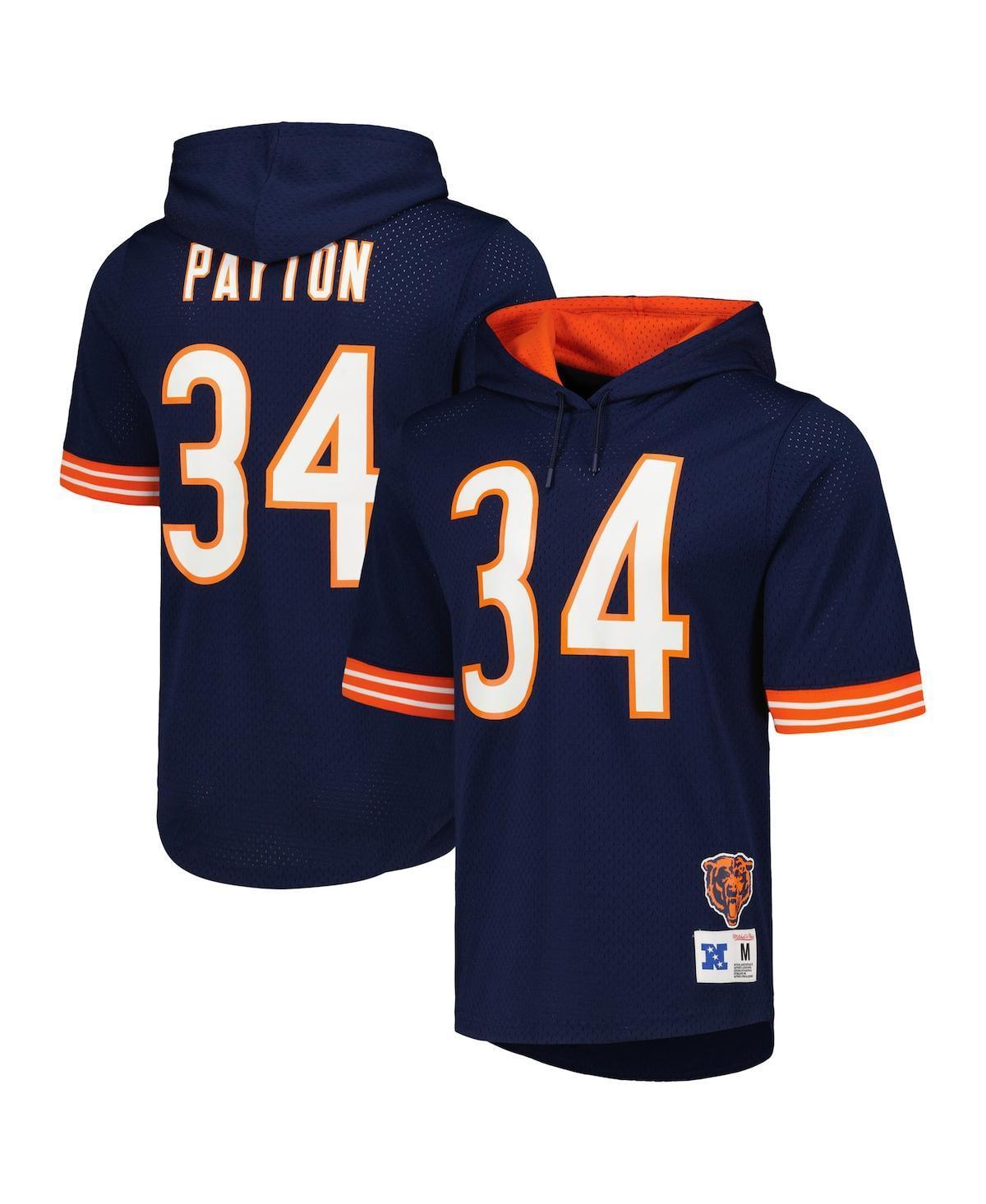 Mens Mitchell & Ness Walter Payton Navy Chicago Bears Retired Player Name and Number Mesh Hoodie T-shirt Product Image