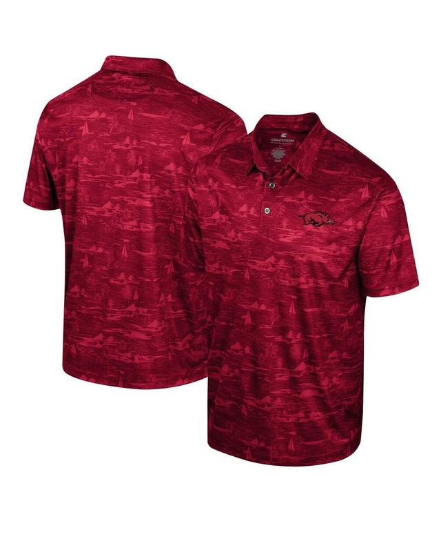 Mens Colosseum Cardinal Arkansas Razorbacks Daly Print Polo Shirt Product Image