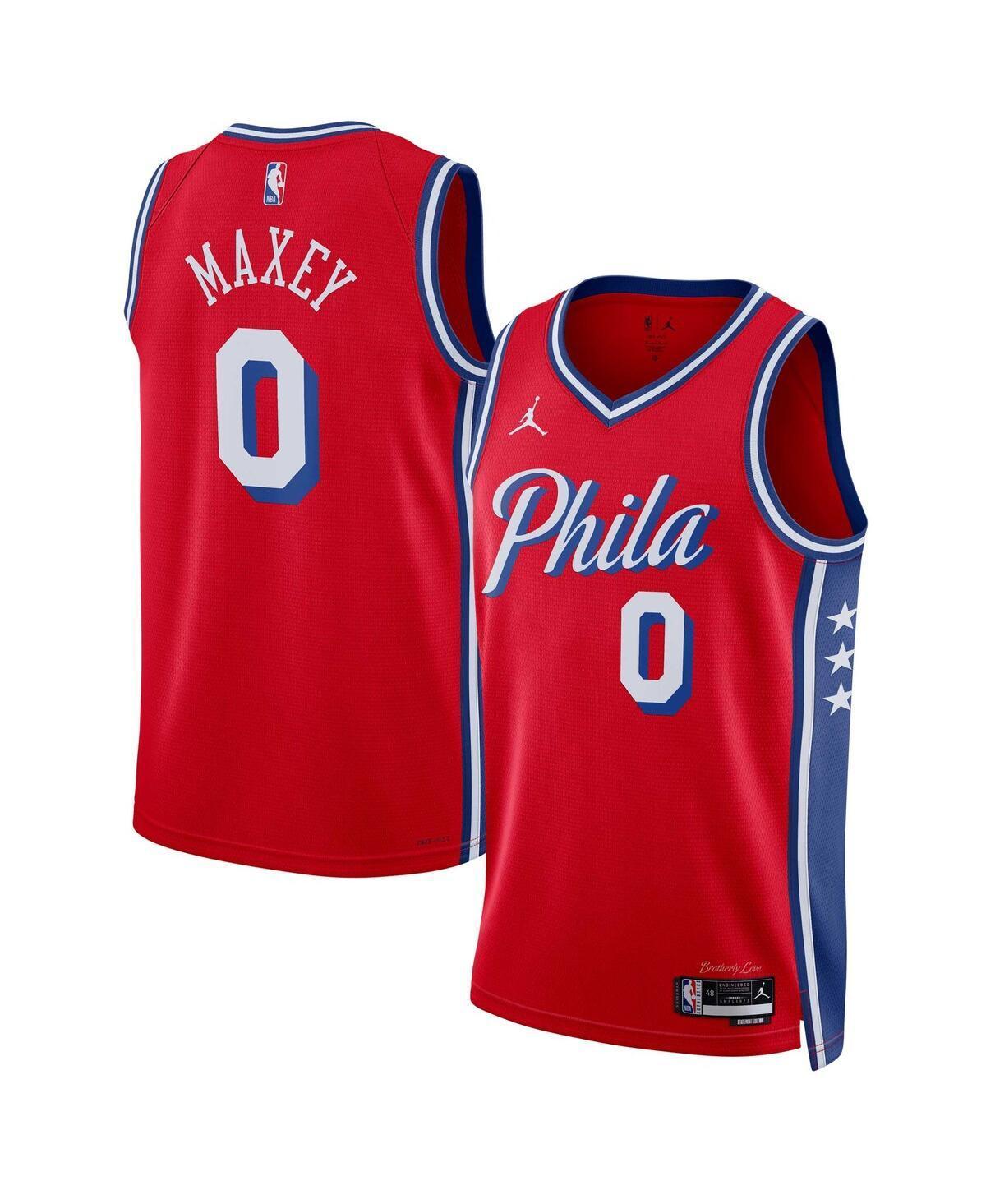 Mens Jordan Tyrese Maxey Red Philadelphia 76ers Statement Edition Swingman Jersey - Red Product Image