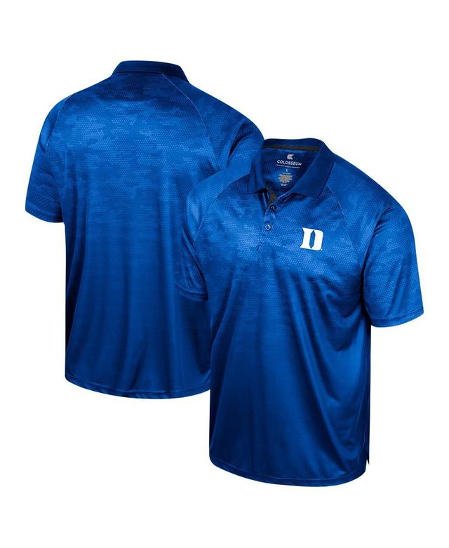 Mens Colosseum Royal Duke Devils Honeycomb Raglan Polo Product Image