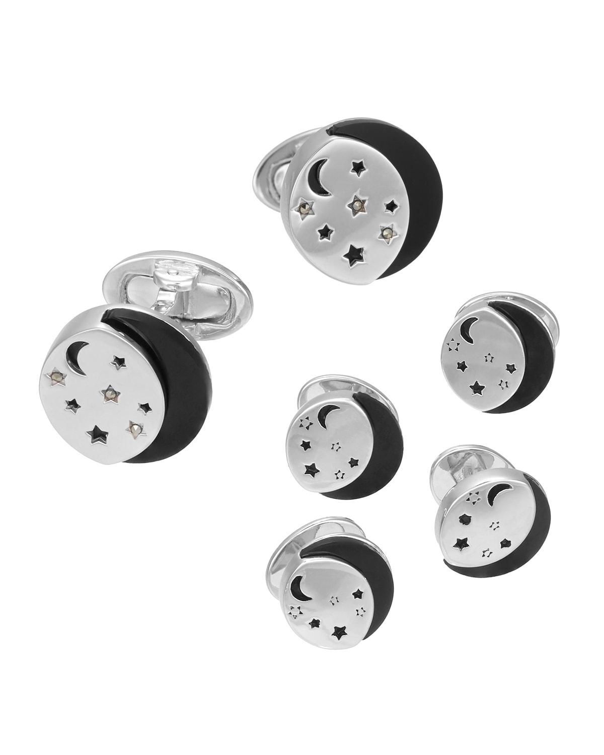 Starry Night Onyx Marcasite Cufflinks Studs Set Product Image