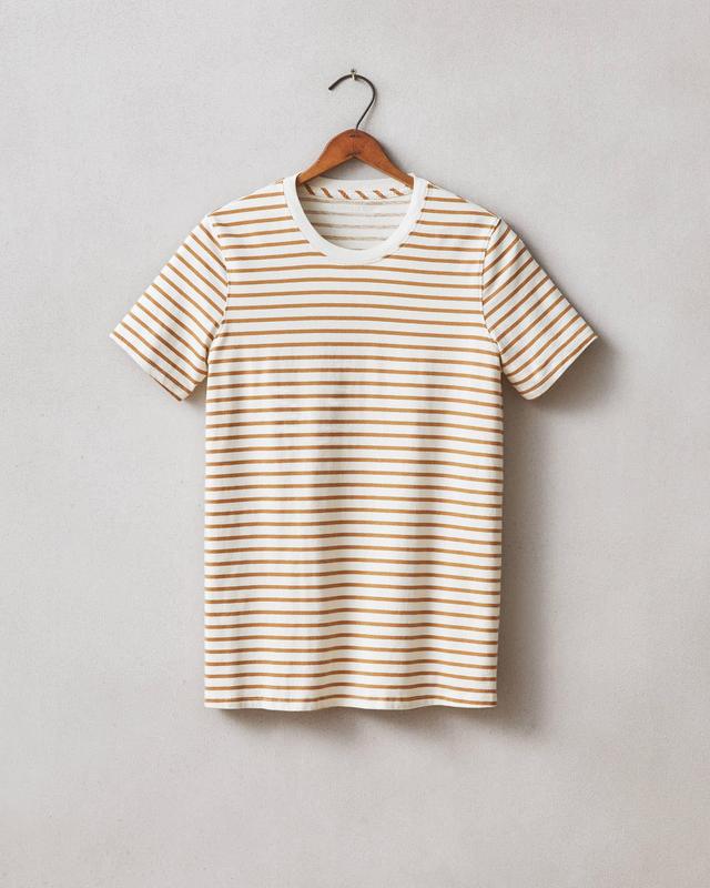 Classic Cotton Crew Tee Striped - Cashew Stripe Product Image