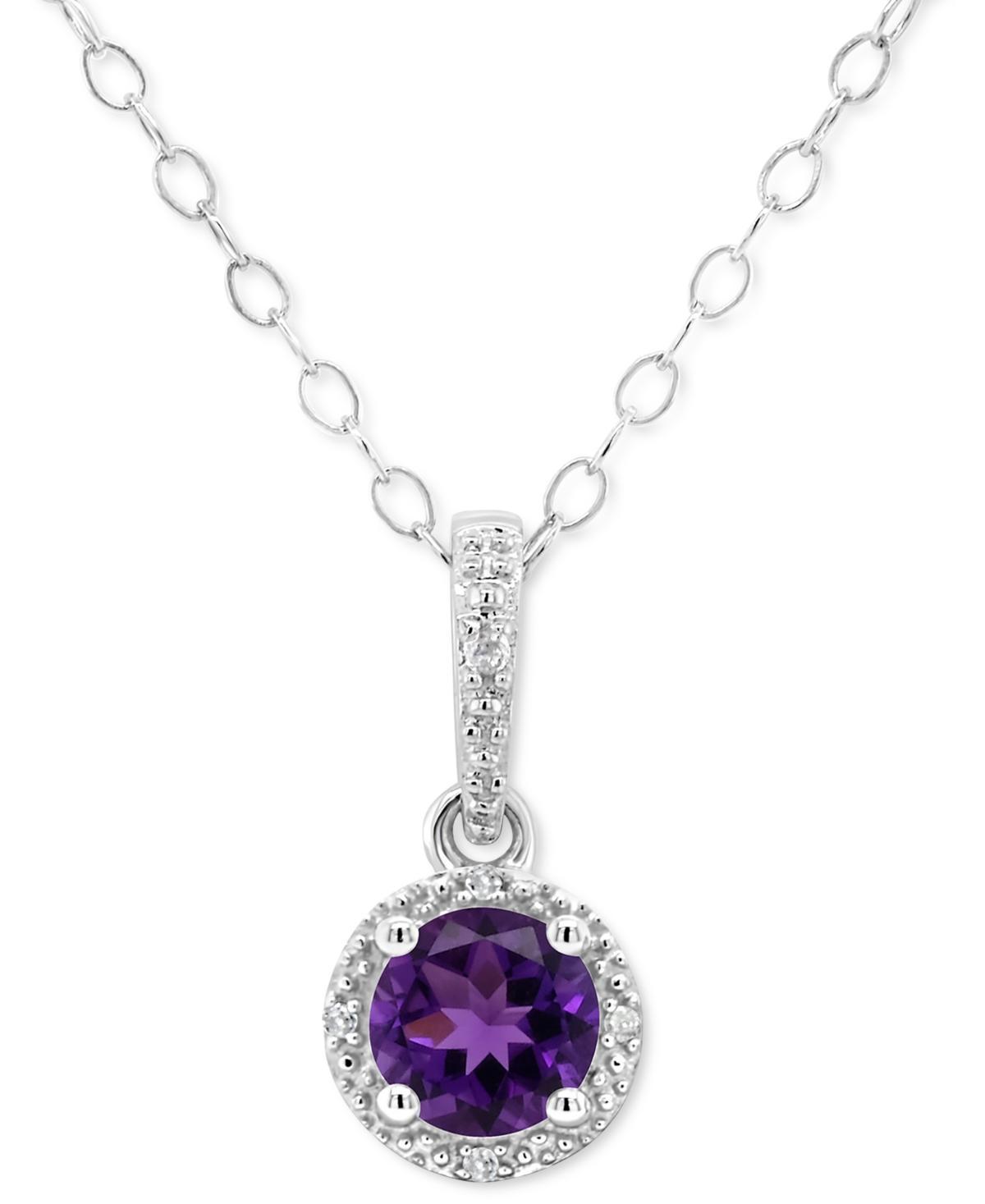 Celebration Gems Sterling Silver Garnet and Diamond Accent Frame Pendant, Womens Product Image