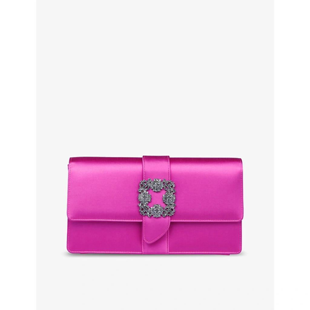 Capri Crystal-embellished Satin Clutch In Bright Purple Product Image