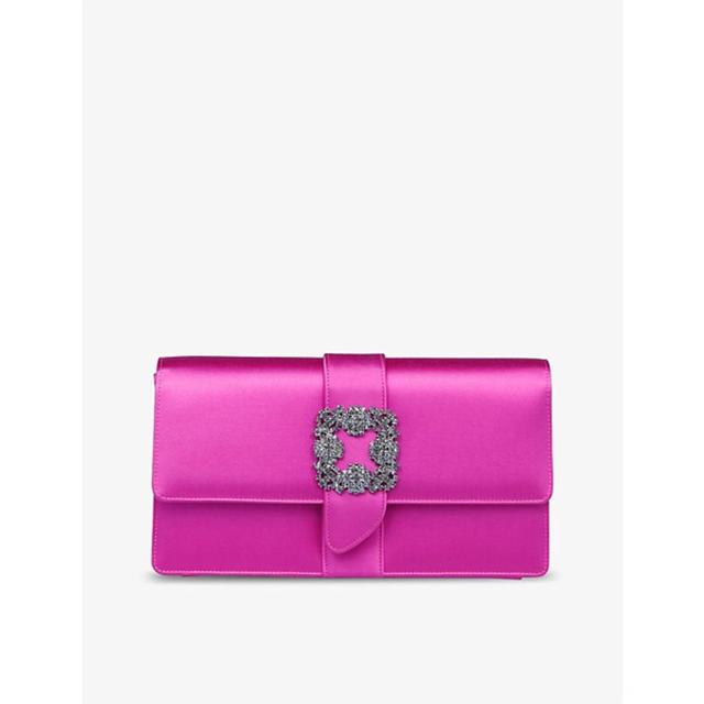 Capri Crystal-embellished Satin Clutch In Bright Purple Product Image