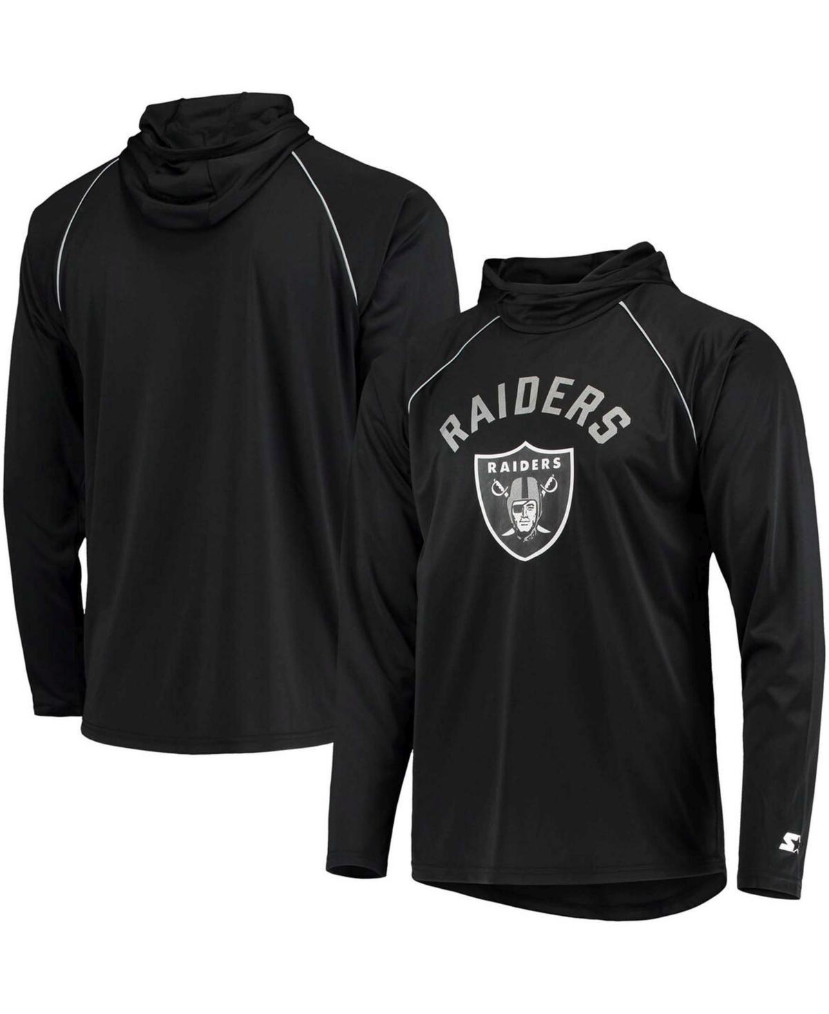 Mens Starter Black Las Vegas Raiders Raglan Long Sleeve Hoodie T-Shirt Product Image