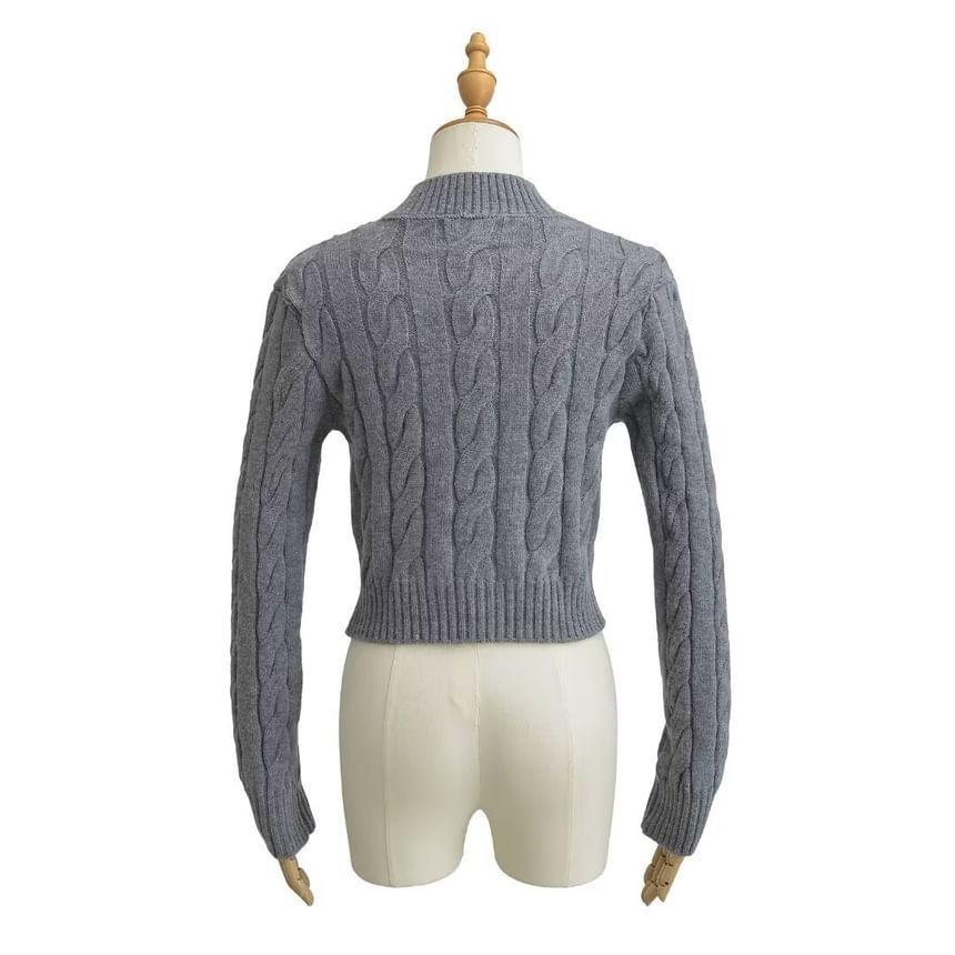 Mock Neck Cable Knit Sweater Product Image