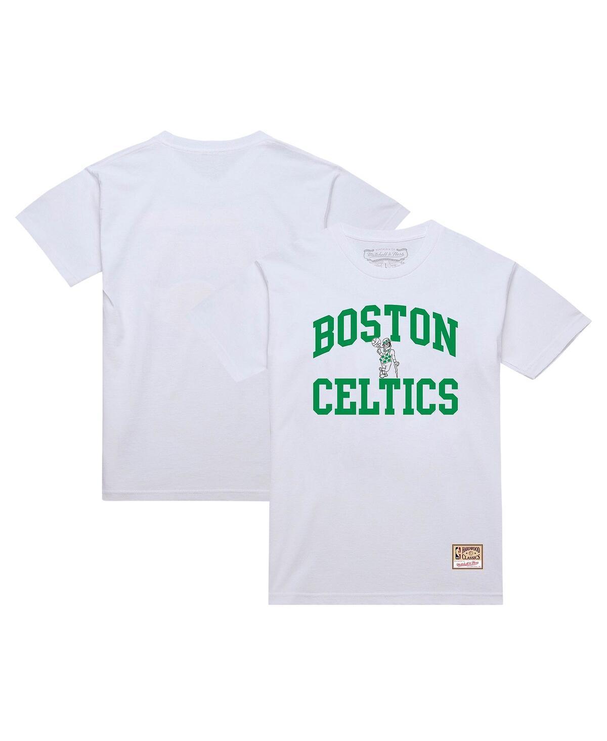 Mitchell & Ness Mens White Boston Celtics Hardwood Classics Vintage Warm Up T-Shirt Product Image