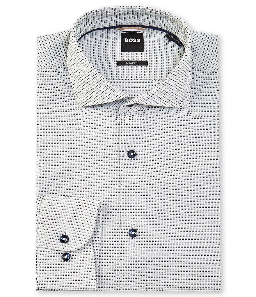 Hugo Boss Sharp Fit Spread Collar Printed Dobby Dress Shirt Product Image