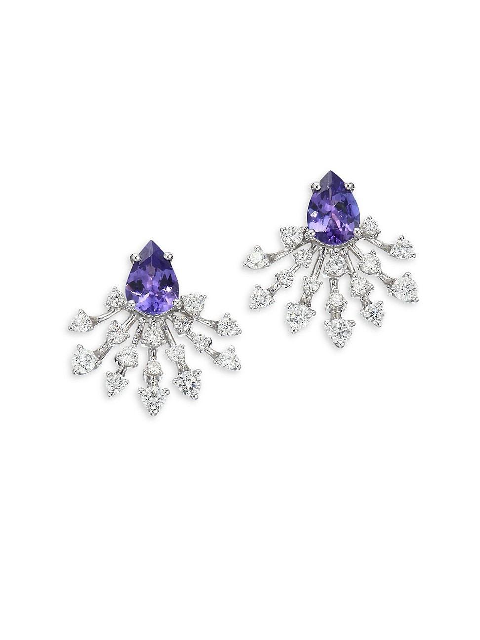 Womens Luminus Diamond, Tanzanite & 18K White Gold Stud Earrings Product Image