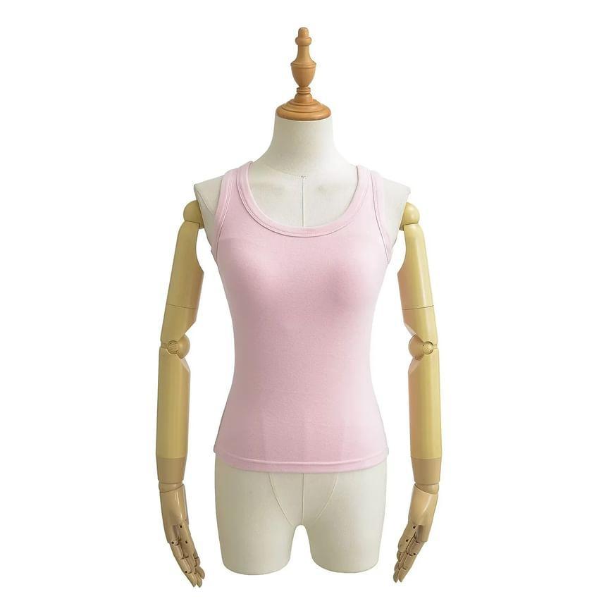 Scoop Neck Padded Slim Fit Tank Top Product Image