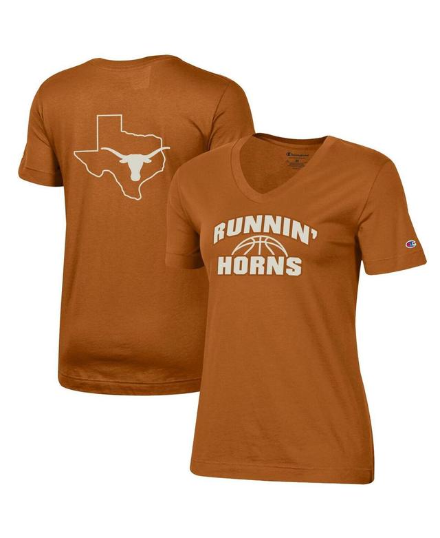 Womens Champion Texas Orange Texas Longhorns Runnin Horns V-Neck T-shirt Product Image