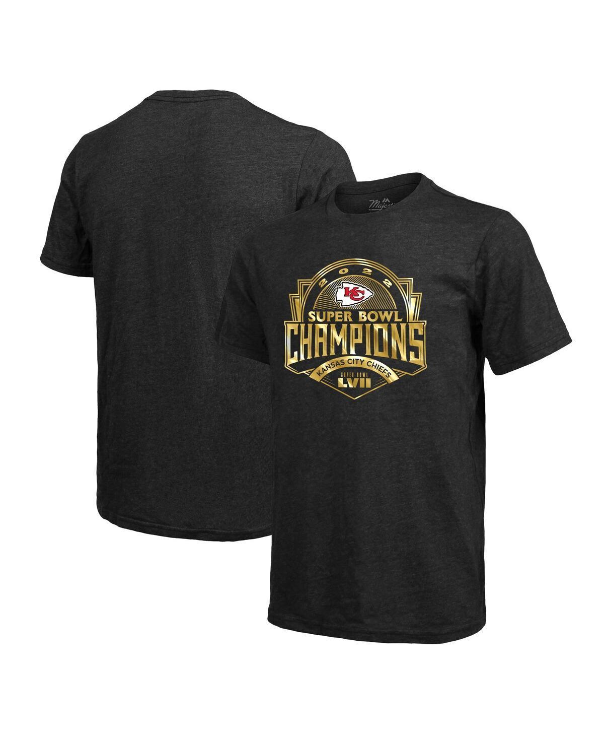 Mens Majestic Threads Black Kansas City Chiefs Super Bowl Lvii Champions Luxe Foil Tri-Blend T-shirt Product Image