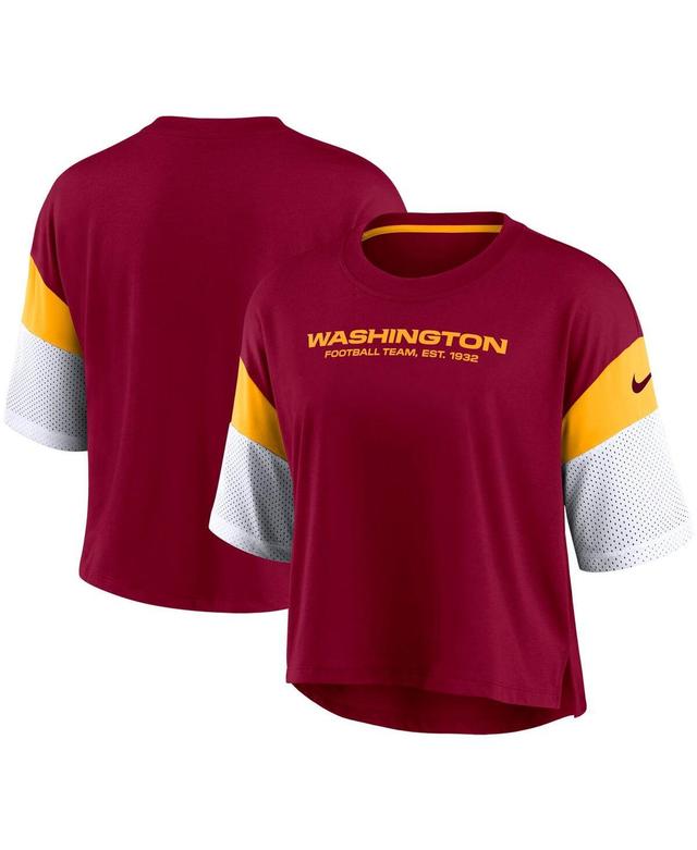 Womens Nike Burgundy Washington Football Team Nickname Tri-Blend Performance Crop Top - Burgundy Product Image