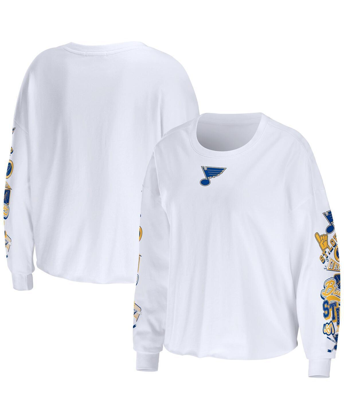 Womens Wear by Erin Andrews White St. Louis Blues Celebration Cropped Long Sleeve T-shirt Product Image