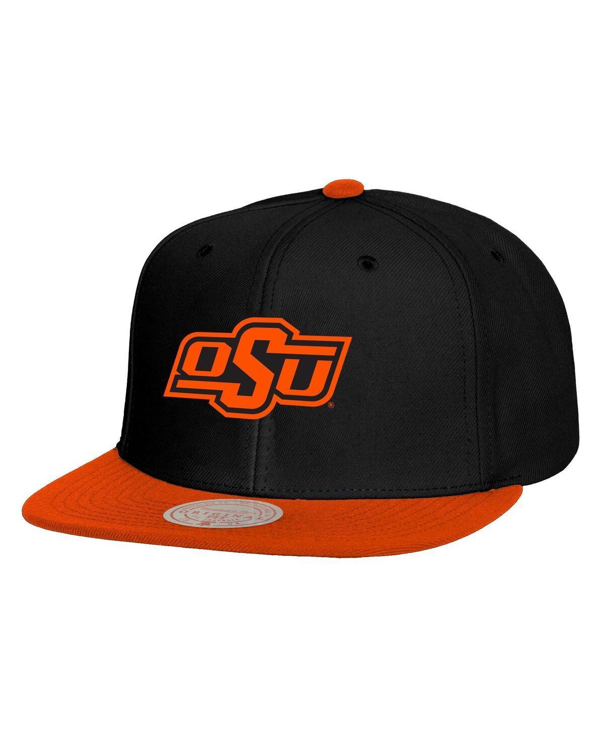 Mitchell & Ness Mens Black Oklahoma State Cowboys 2-Tone 2.0 Snapback Hat - Black, Orange Product Image