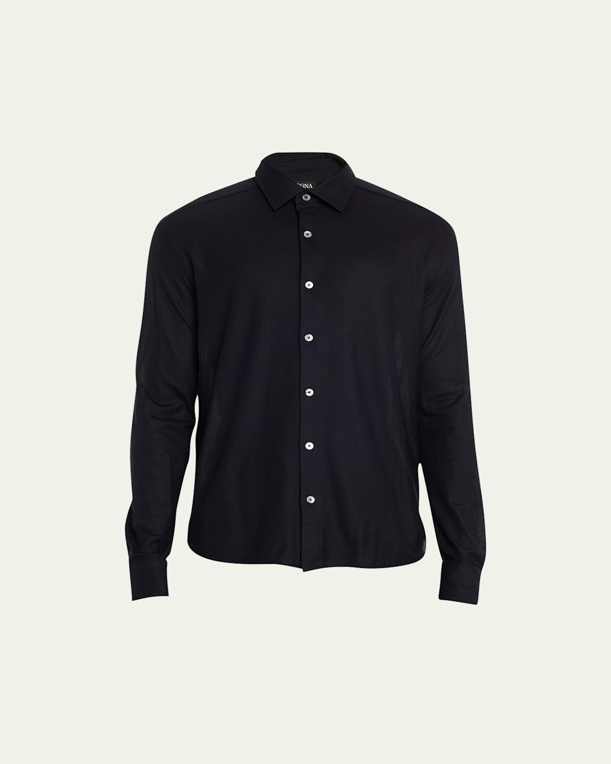 Mens Cotton Pique Casual Button-Down Shirt Product Image