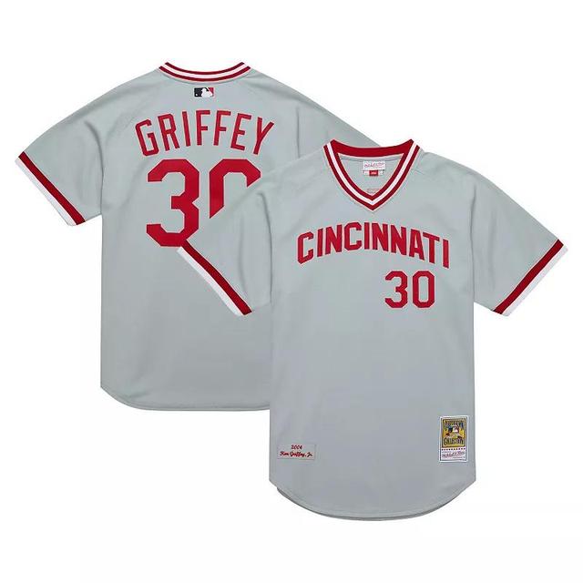 Mens Mitchell & Ness Ken Griffey Jr. Gray Cincinnati Reds 2004 Cooperstown Collection Authentic Throwback Jersey Product Image