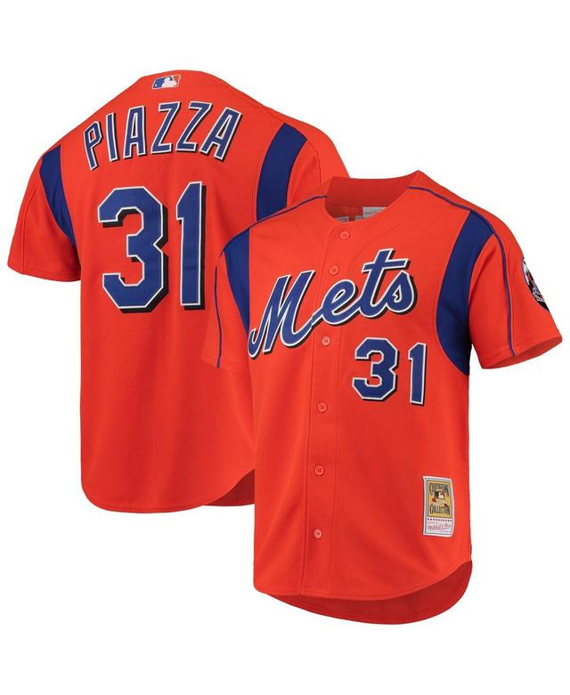 Mens Mitchell & Ness Mike Piazza Orange New York Mets Cooperstown Collection Mesh Batting Practice Jersey - Orange Product Image