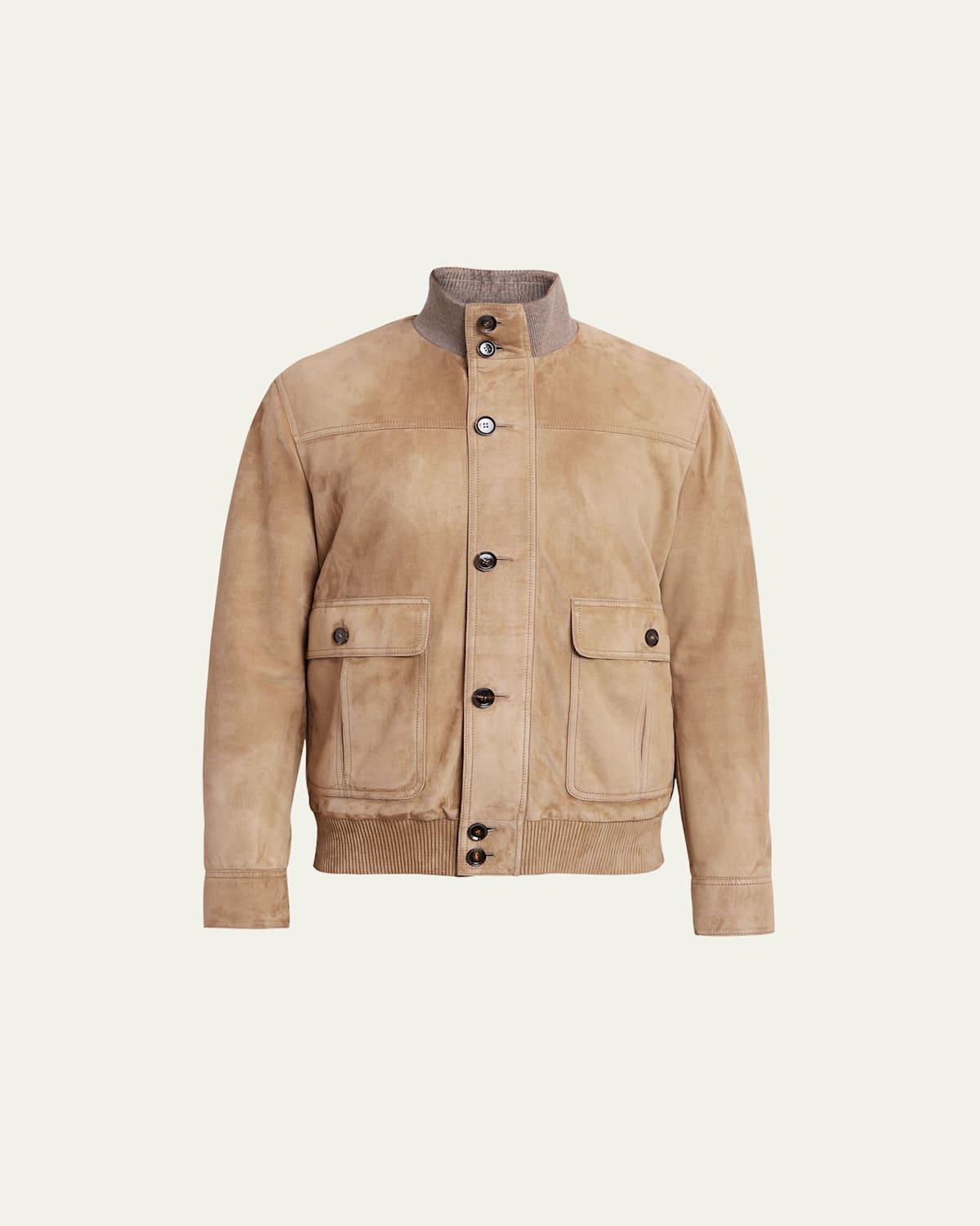 Mens Suede Concealed-Zip Blouson Jacket product image