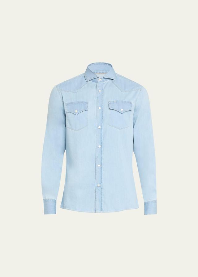 Mens Slim-Fit Cotton Western Button-Down Shirt Product Image