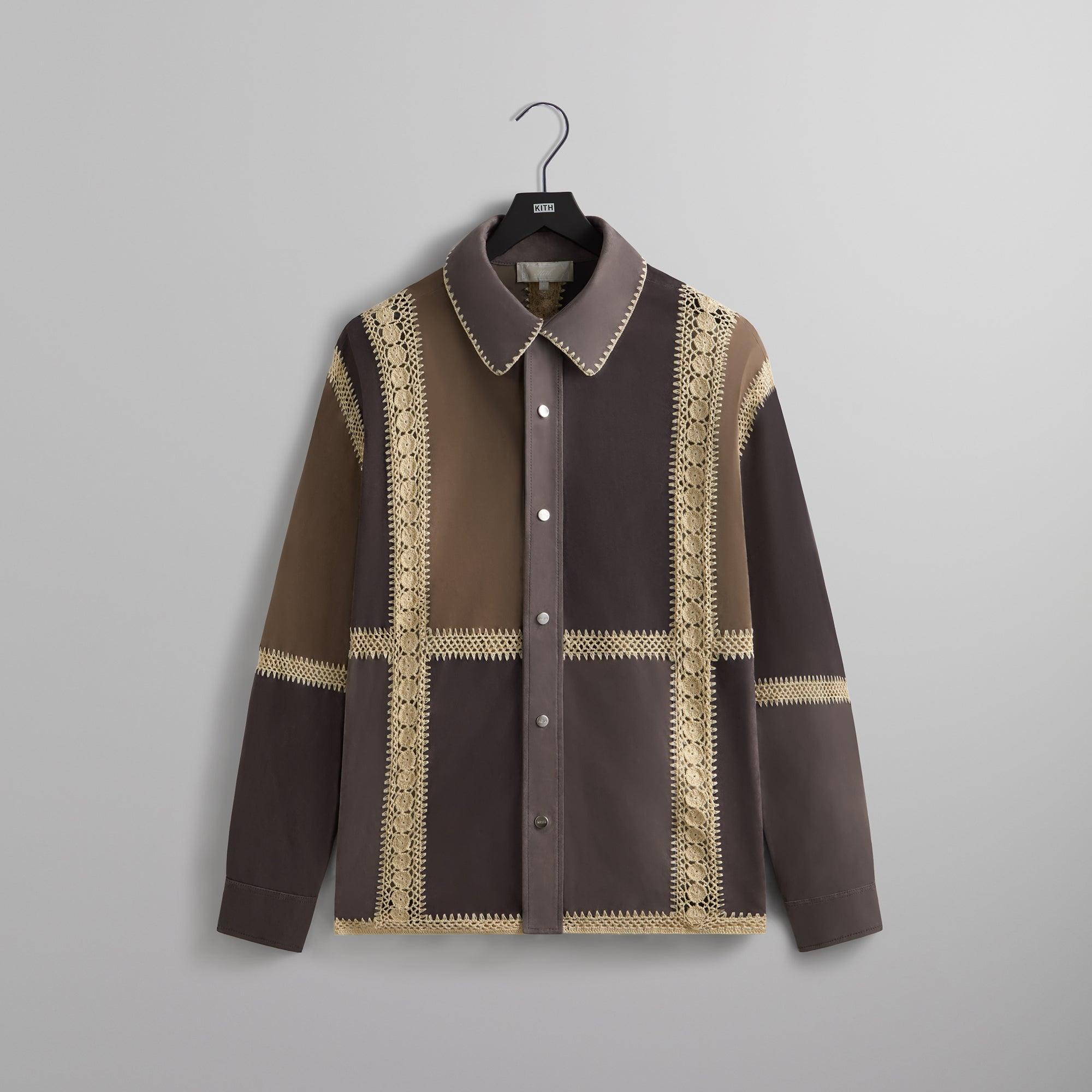 Kith Suede Combo Boxy Collared Overshirt - Hematite Male Product Image