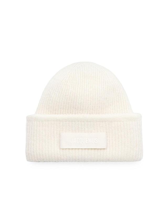 Womens Logo Patch Wool-Blend Beanie Product Image