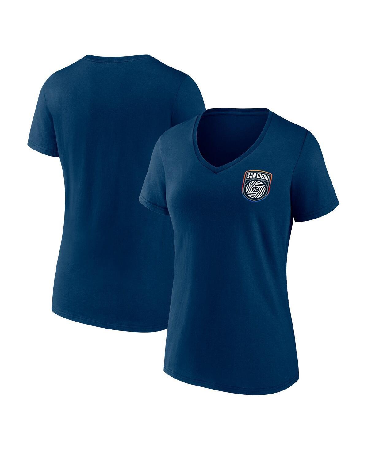 Womens Fanatics Navy San Diego Fc Primary Logo V-Neck T-shirt Product Image