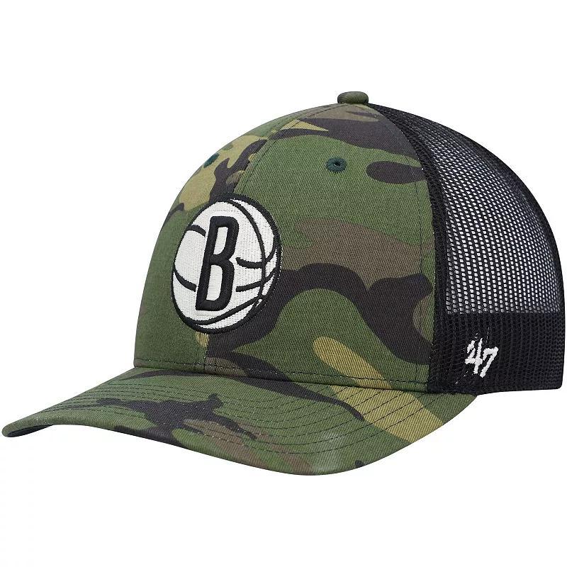 Mens 47 Camo/Black Brooklyn Nets Trucker Snapback Hat Product Image