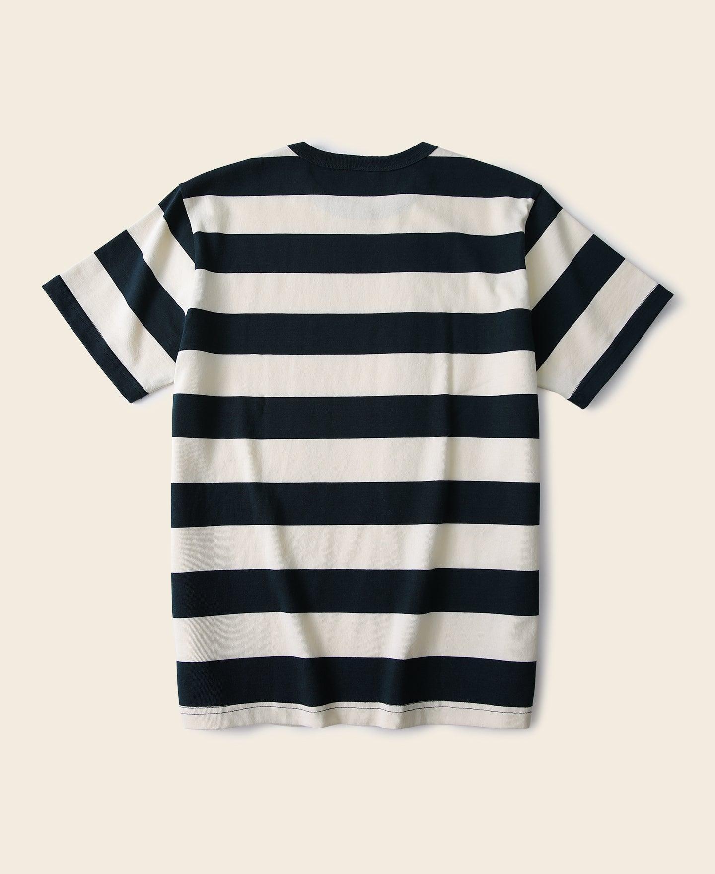 Heavyweight Cotton Wide Striped T-Shirt - Blue/White Product Image