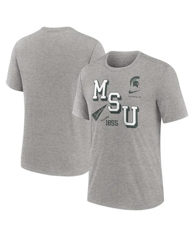 NIKE Men's Heather Gray Michigan State Spartans Blitz Roll Call Tri-blend T-shirt Product Image