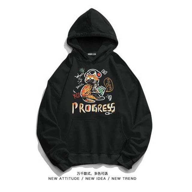 Chinese Character Print Hoodie Product Image