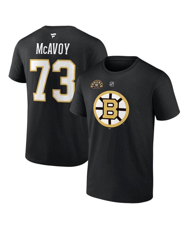 Mens Fanatics Branded Charlie McAvoy Boston Bruins Authentic Stack Name & Number T-Shirt Product Image