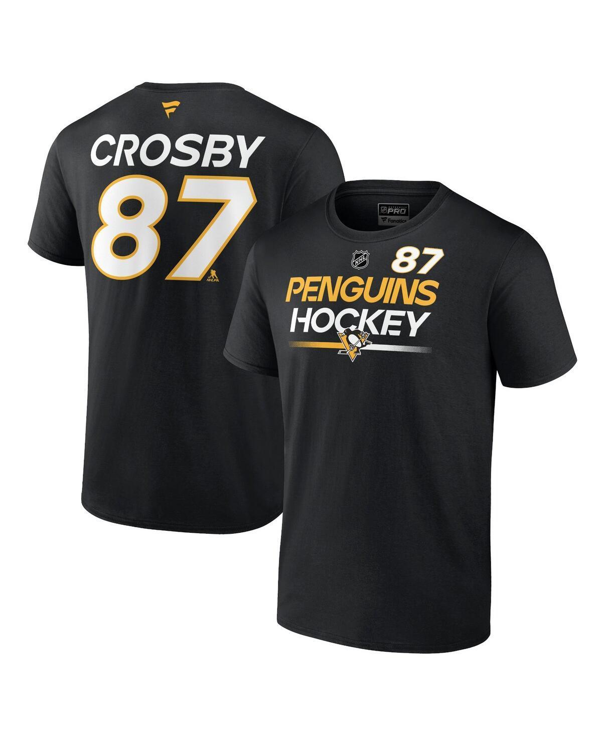 Mens Fanatics Sidney Crosby Black Pittsburgh Penguins Authentic Pro Prime Name and Number T-shirt Product Image