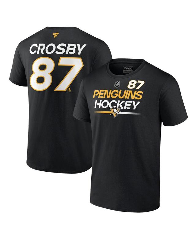 Mens Fanatics Branded Sidney Crosby Black Pittsburgh Penguins Authentic Pro Prime Name & Number T-Shirt Product Image