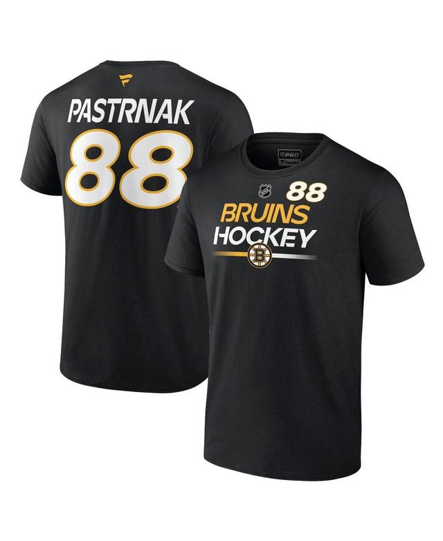 Mens Fanatics David Pastrnak Black Boston Bruins Authentic Pro Prime Name and Number T-shirt Product Image