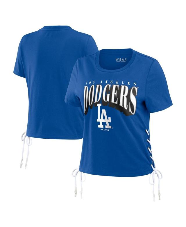 Womens Wear by Erin Andrews Royal Los Angeles Dodgers Side Lace-Up Cropped T-shirt Product Image