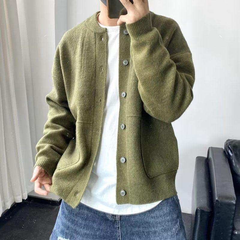 Plain Button-Up Cardigan Product Image