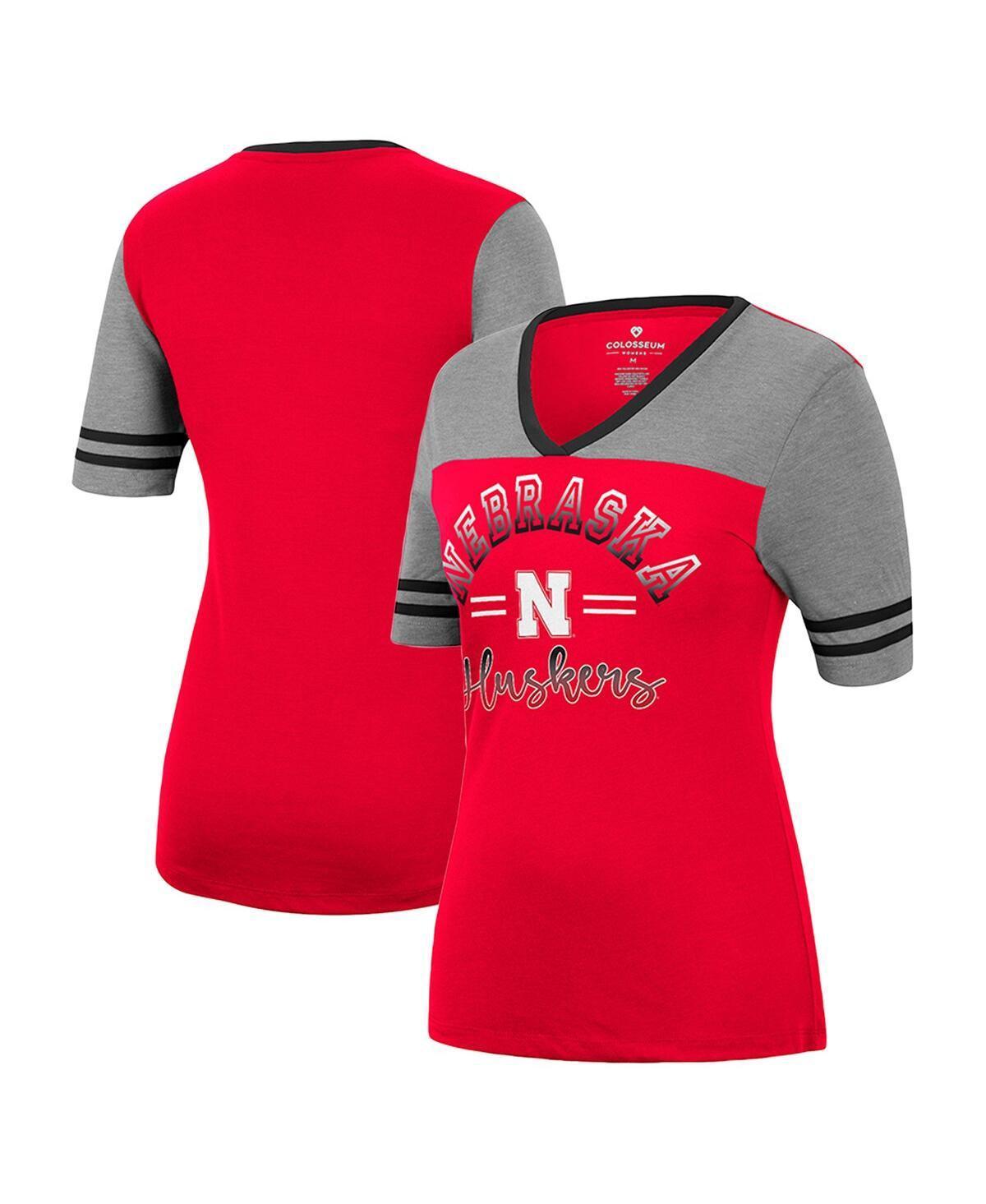 Womens Colosseum Scarlet Nebraska Huskers There You Are V-Neck T-shirt - Scarlet Product Image