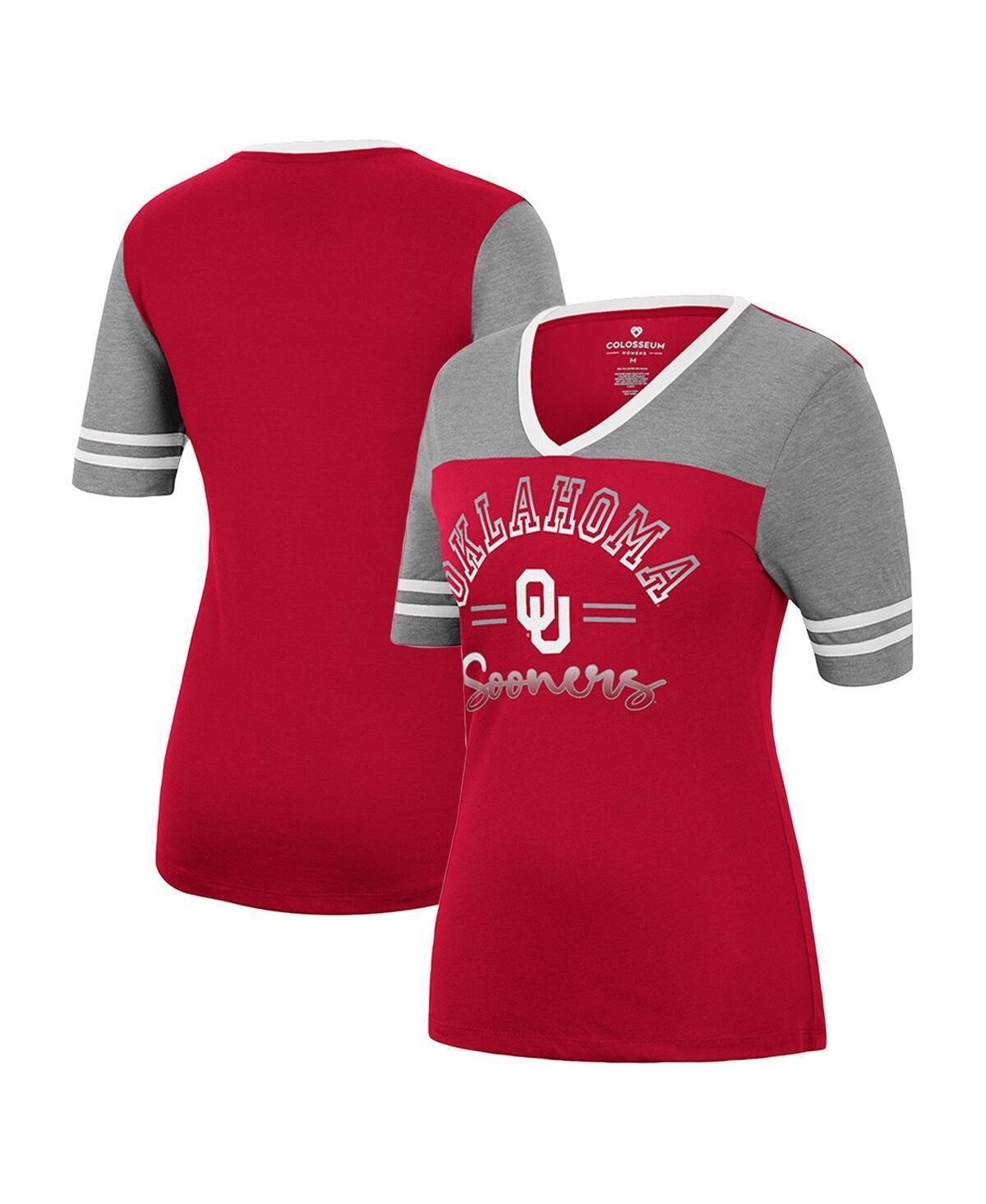 Womens Colosseum Crimson Oklahoma Sooners There You Are V-Neck T-shirt - Crimson Product Image