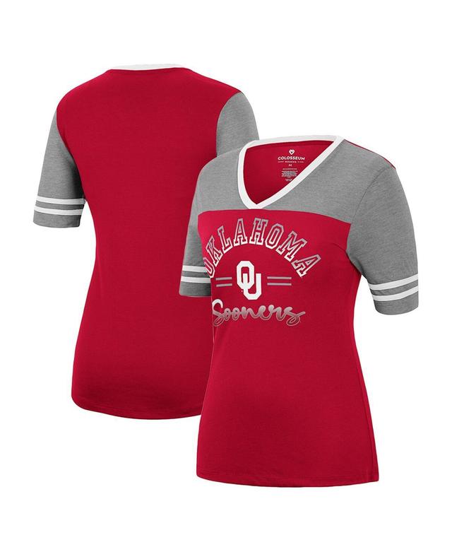 Womens Colosseum Crimson Oklahoma Sooners There You Are V-Neck T-shirt - Crimson Product Image