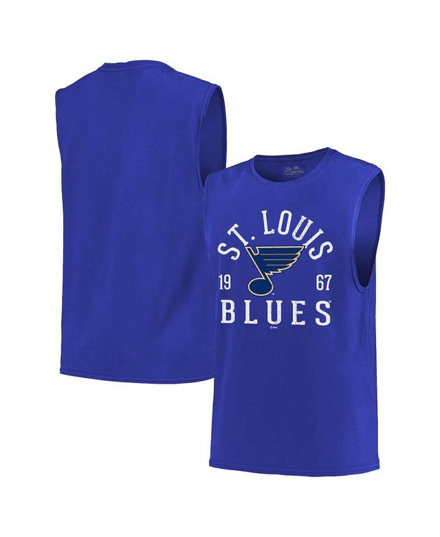 Mens Majestic Threads Blue St. Louis Blues Softhand Muscle Tank Top Product Image