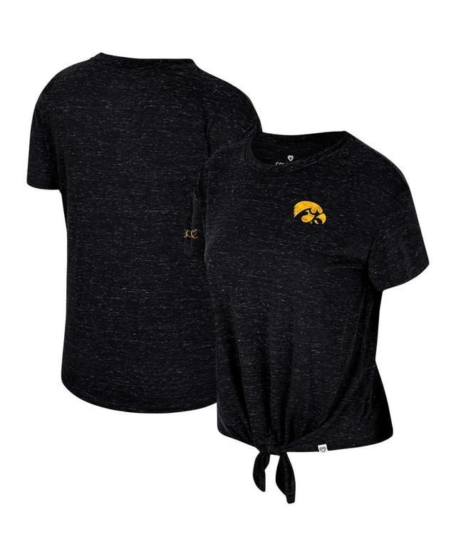 Womens Colosseum Black Distressed Iowa Hawkeyes Finalists Tie-Front T-shirt Product Image