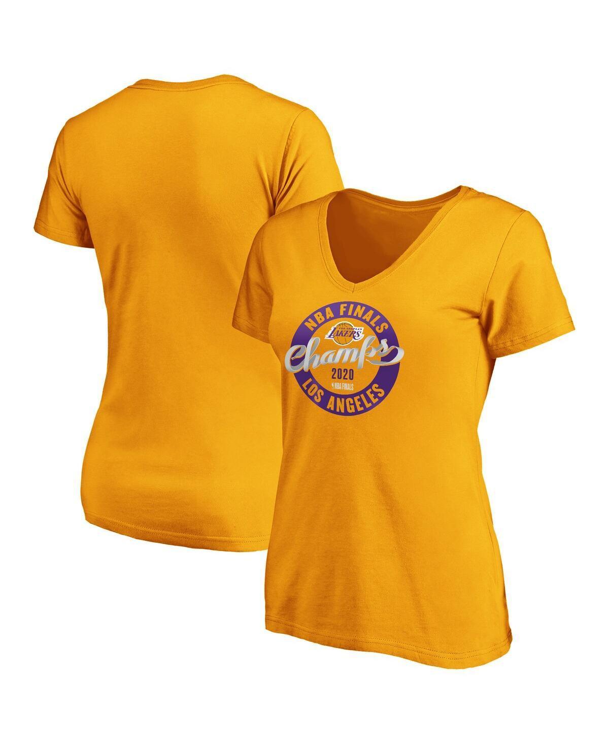 Womens Gold Los Angeles Lakers 2020 Nba Finals Champions Zone Laces V-Neck T-Shirt Product Image